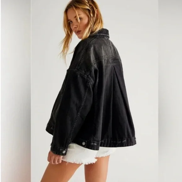 Free People Dark Denim Jean Jacket, NWT - Picture 2 of 6